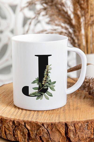 Kravatkolik Letter J Initial Printed Mug