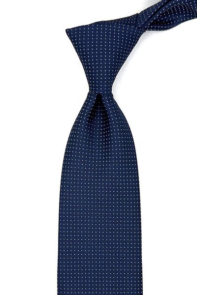 Kravatkolik Navy Blue Dot Pattern Classic Tie with Handkerchief Kk11053