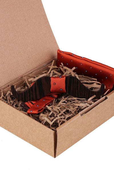 Kravatkolik Orange Wooden Bow Tie Ahp395