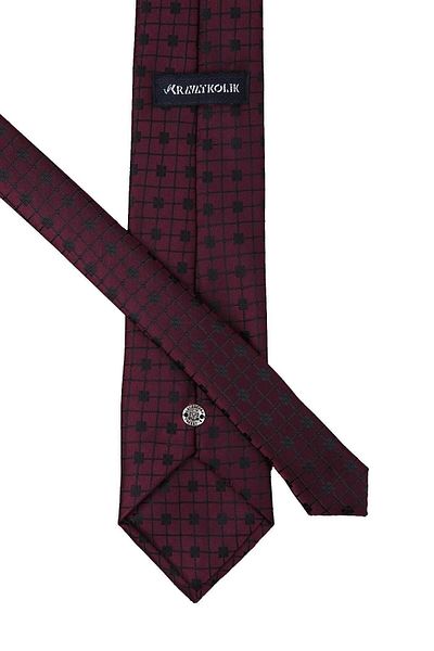 Kravatkolik Plum Small Pattern Classic Tie with Handkerchief Kk10163