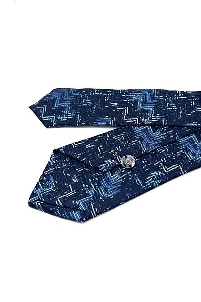 Kravatkolik Navy Blue Motif Pattern Thin Tie SK7898