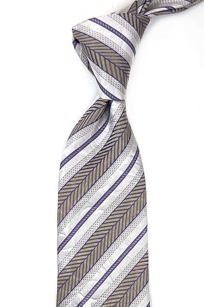 Kravatkolik Jose Style Gray Line Pattern Italian Silk Tie İK1572