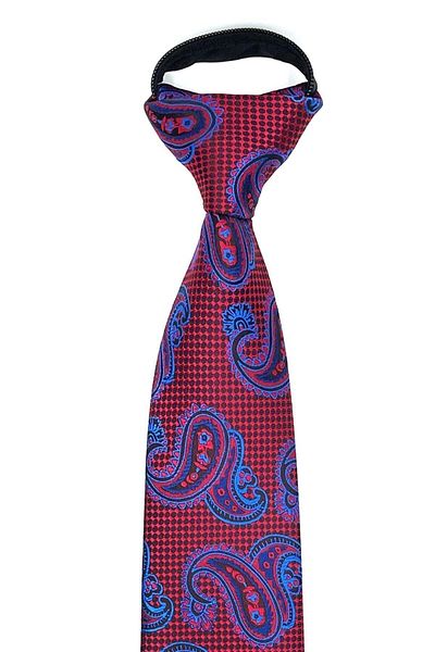 Kravatkolik Red Shawl Pattern Zippered Tie with Handkerchief Frmr47