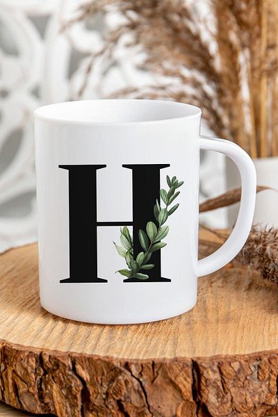 Kravatkolik Letter H Initial Printed Mug