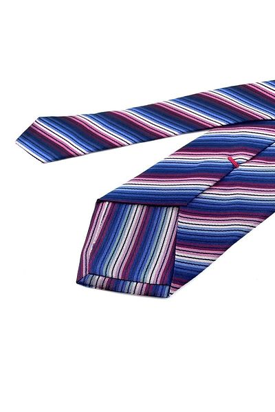 Kravatkolik Bandica Style Navy Blue Line Pattern Italian Silk Tie Ik1352