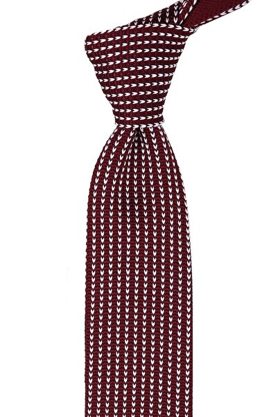 La Pescara Βυσσινί Λευκή Πουά Πλεκτή Γραβάτα 8020