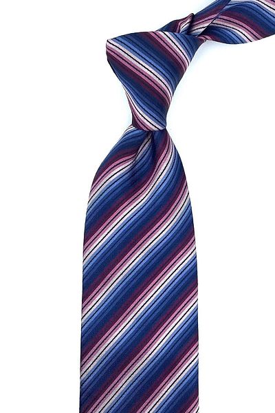 Kravatkolik Bandica Style Navy Blue Line Pattern Italian Silk Tie Ik1352