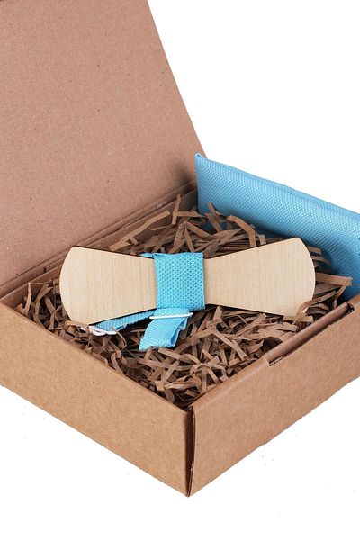 Kravatkolik Turquoise Wooden Bow Tie Ahp413