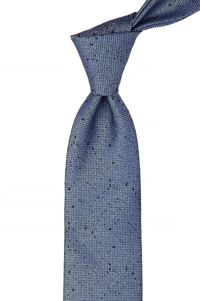 Kravatkolik Men's Blue Sand Pattern Classic Tie with Handkerchief Kk10489