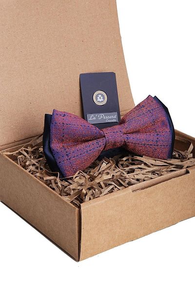 Kravatkolik Orange - Blue Sand Pattern Bow Tie P1219