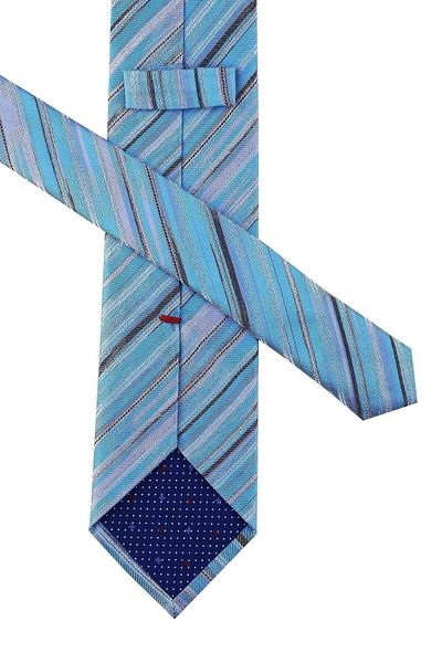 Kravatkolik Turquoise Striped Visconti Style Italian Silk Tie - Ik796
