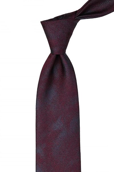 Kravatkolik Claret Red - Smoked Sand Pattern Classic Tie with Handkerchief Kk10540