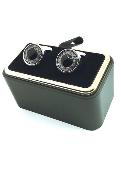 Kravatkolik Gümüş Renk Yuvarlak Motif Detay Kol Düğmesi Kd1553