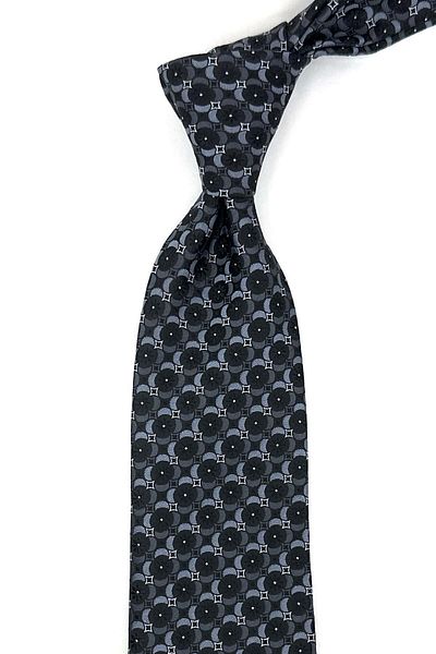 Kravatkolik Smoked Patterned Black Handkerchief Tie - Kk11999