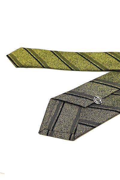 Kravatkolik Yellow - Black Line Pattern Thin Tie SK7851
