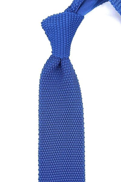 Kravatkolik Blue Plain Knitted Tie Knitted 8307