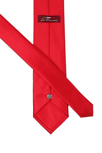 La Pescara Plain Satin Tie with Red Handkerchief 1114