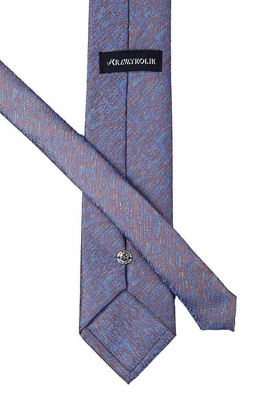 Kravatkolik Men's Blue Brown Sand Pattern Classic Necktie with Handkerchief Kk10035