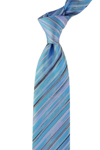 Kravatkolik Turquoise Striped Visconti Style Italian Silk Tie - Ik796