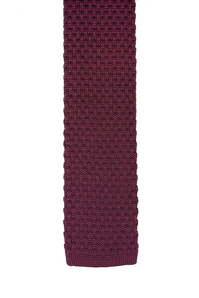 Kravatkolik Claret Red Plain White Detailed Knitted Tie ÖR8329