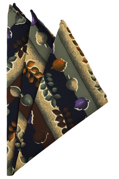 La Pescara Men's Multicolored Motif Printed Silk Handkerchief SPS236 KRVT8690002221612