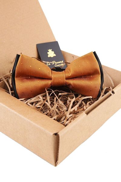 Kravatkolik Yellow Self Pattern Bow Tie P1527