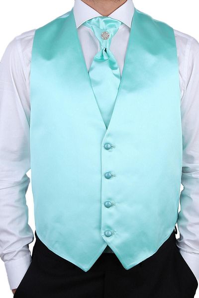 Kravatkolik Men's Water Green Color Groom Vest Ylk05
