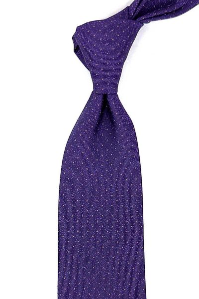 Kravatkolik Classic Necktie with Purple Dot Pattern Handkerchief KK12476
