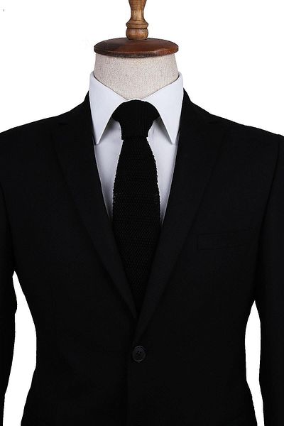 Kravatkolik Black Plain Knit Tie Ör8290