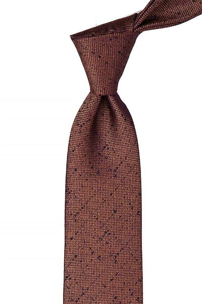 Kravatkolik Men's Saffron Sand Pattern Classic Tie with Handkerchief Kk10492
