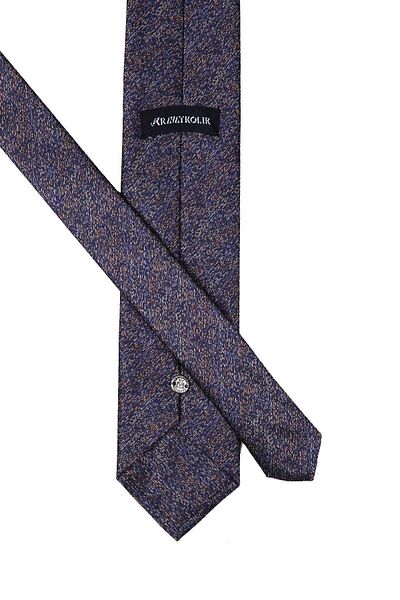 Kravatkolik Men's Navy Blue Sand Pattern Classic Tie with Handkerchief Kk10442