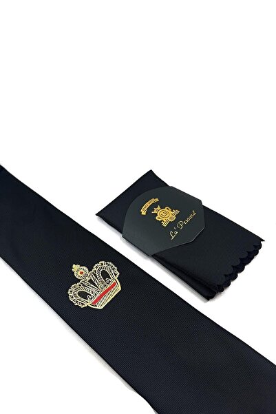 La Pescara Черна вратовръзка с щампа на кралска корона Kk11692