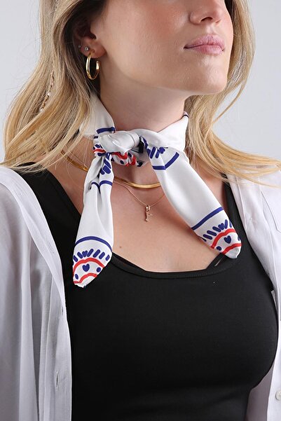 La Pescara Білий мотив візерунок шарф бандана 55-55 см KDNF09