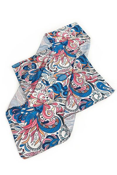 La Pescara Multicolored Motif Pattern Scarf Bandana 55-55 cm KDNF02
