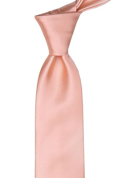 Kravatkolik Salmon Color Plain Satin Tie with Handkerchief Kk1139