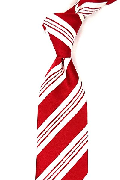 Kravatkolik Италианска копринена вратовръзка IK1650 - червено-бял райе