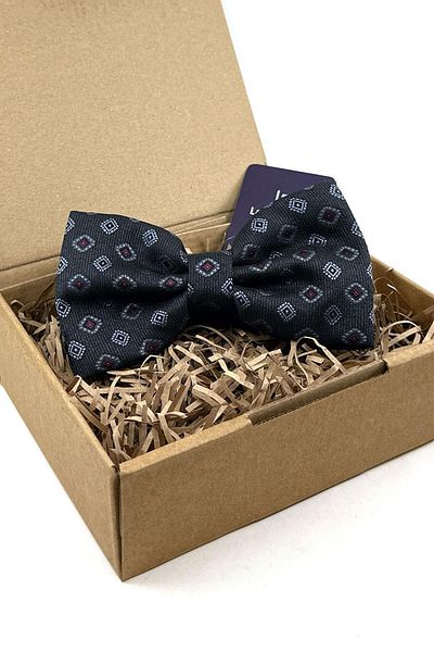 Kravatkolik Black Motif Pattern Large Bow Tie P1868