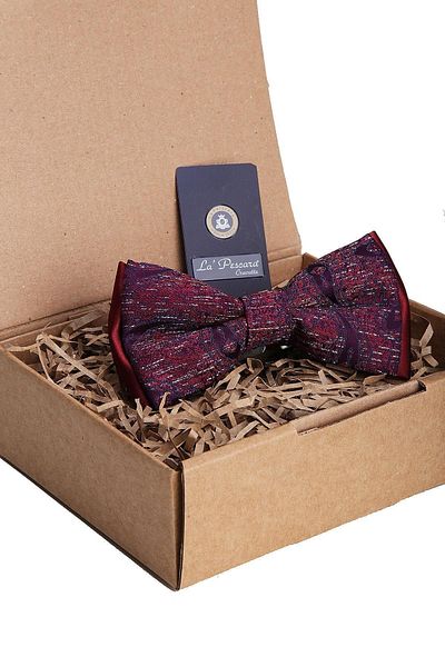 Kravatkolik Burgundy Shawl Pattern Bow Tie P1387