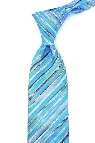 Kravatkolik Franzela Style Blue Line Pattern Italian Silk Tie Ik1338