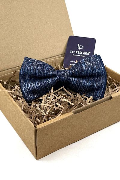 Kravatkolik Navy Blue - Blue Sand Pattern Bow Tie P1728