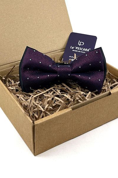 Kravatkolik Claret Red - Black Sand Pattern Bow Tie P1740