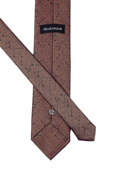 Kravatkolik Men's Saffron Sand Pattern Classic Tie with Handkerchief Kk10492