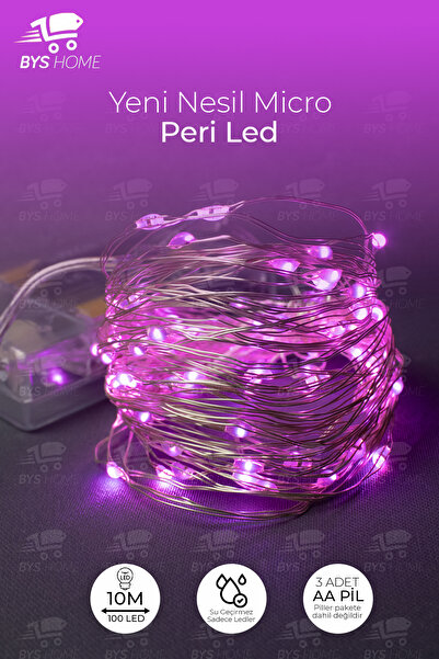 BYSHOME Peri Led 10 Metre Pilli Pembe Renk Dekoratif Aydınlatma