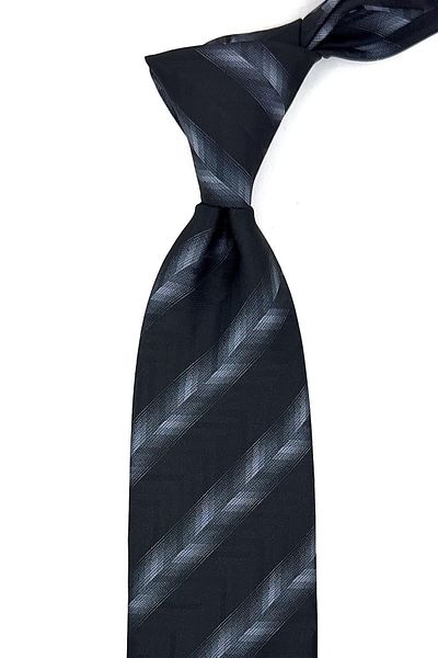 Kravatkolik Black Motif Pattern Classic Tie with Handkerchief Kk11326