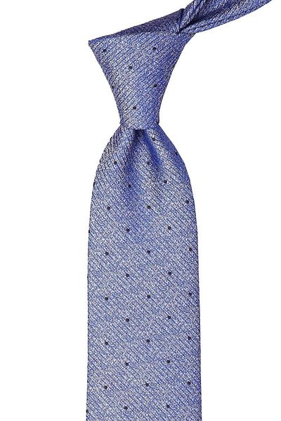 Kravatkolik Blue Polka Dot Pattern Classic Necktie with Handkerchief Kk10089