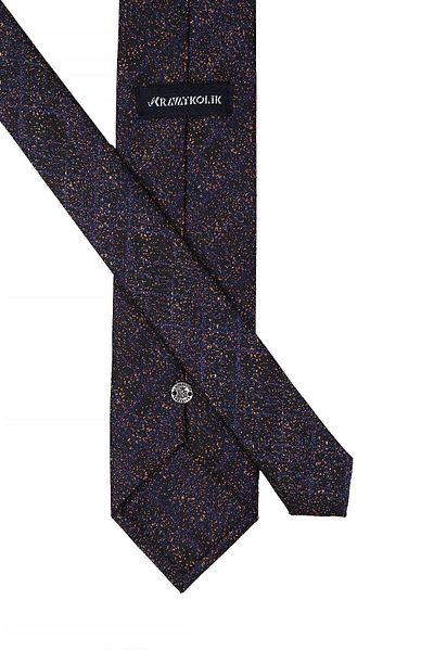 Kravatkolik Men's Black Sand Pattern Classic Necktie with Handkerchief Kk10408