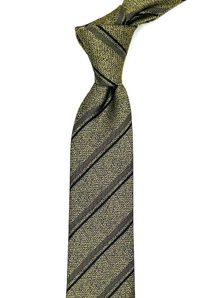 Kravatkolik Yellow - Black Line Pattern Thin Tie SK7851
