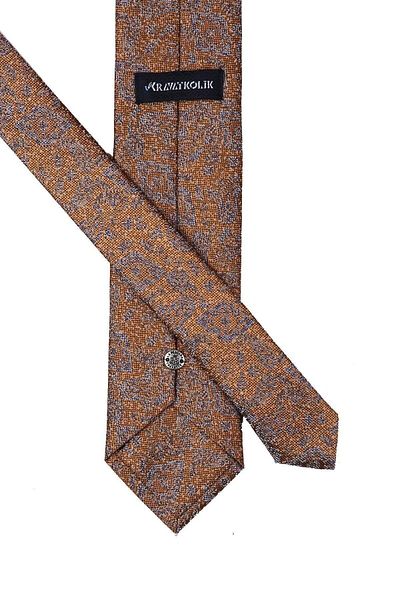 Kravatkolik Men's Saffron Shawl Pattern Classic Necktie with Handkerchief Kk10437
