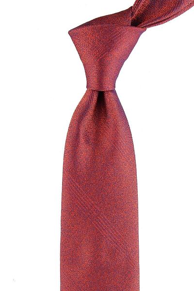 Kravatkolik Orange Classic Tie with Self Pattern Handkerchief Kk10262