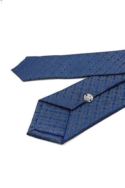 Kravatkolik Smoked - Blue Self Pattern Thin Tie SK7893